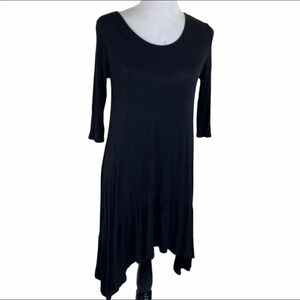 Hot Ginger S Black asymmetrical‎ ruffle trim dress Witchy Whimsigoth Grunge